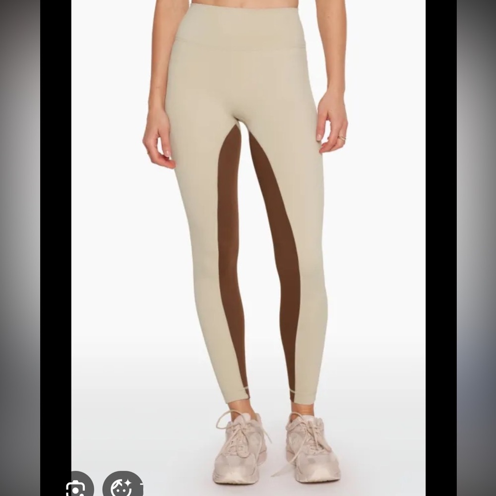 SET Active Beige Leggings with Brown Inner Panels
